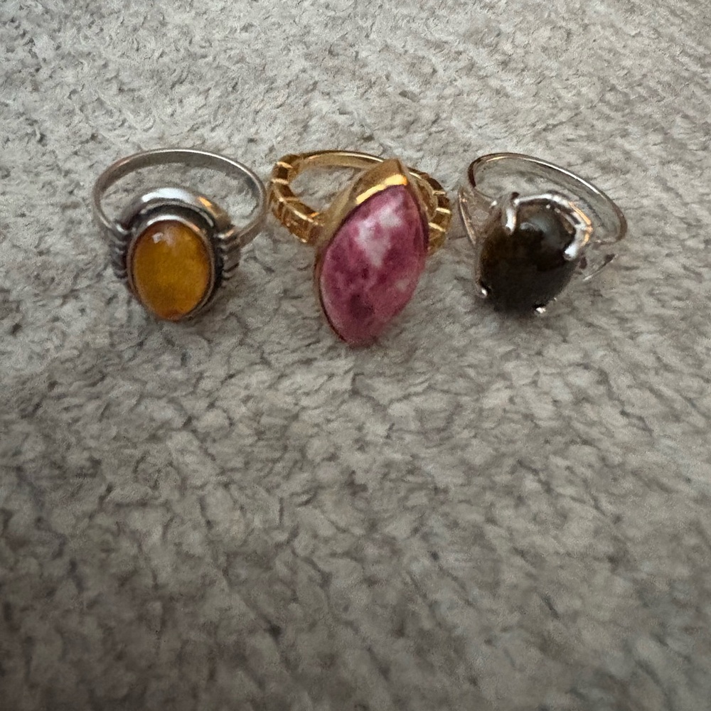 EUC set of 3 gemstone rings